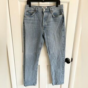 Agolde ridid blue button fly high rise straight leg jeans size 31